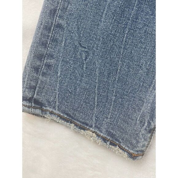 Akoo Straight Jeans Men's Size 38 Blue Denim Solid Cotton Distressed High-Rise - Picture 16 of 16